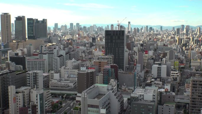 大阪，日本:奈瓦区的鸟瞰图。