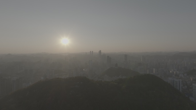 贵州贵阳南明区云岩区高楼大厦晚霞日落