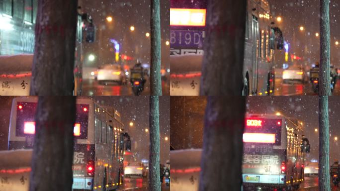雪夜 公交站