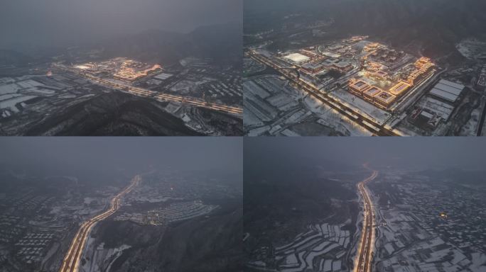 雪后公路 夜景 灯光 绵延公路