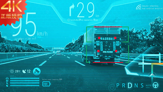 智能交通自动辅助驾驶人工智能吸能能源4K