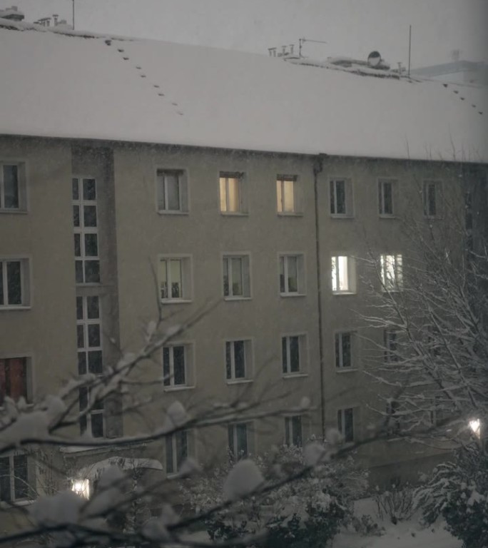 雪，夜，窗景