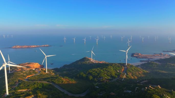 海岛风电 海上新能源 4K 航拍