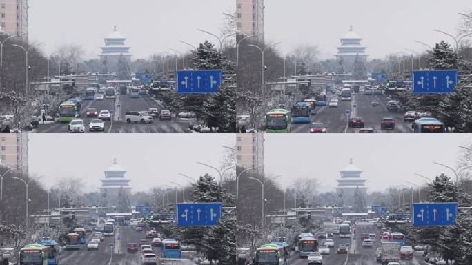 实拍20231211北京初雪天坛雪景