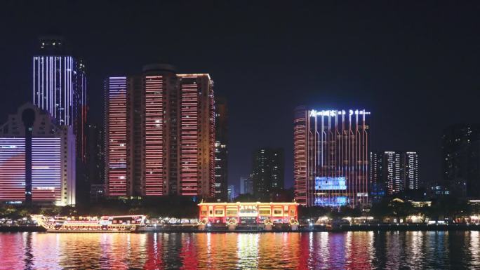 中国广东省广州市越秀区天子码头珠江游船夜景及夜游