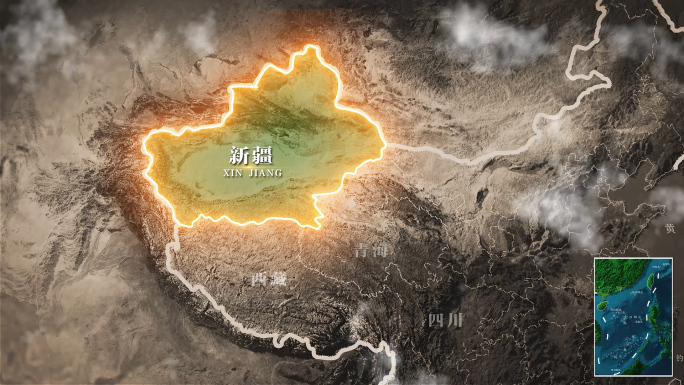 新疆复古历史地图AE模板