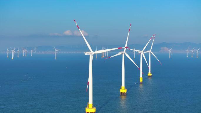 海上风电 风力风车风机 海上新能源 航拍