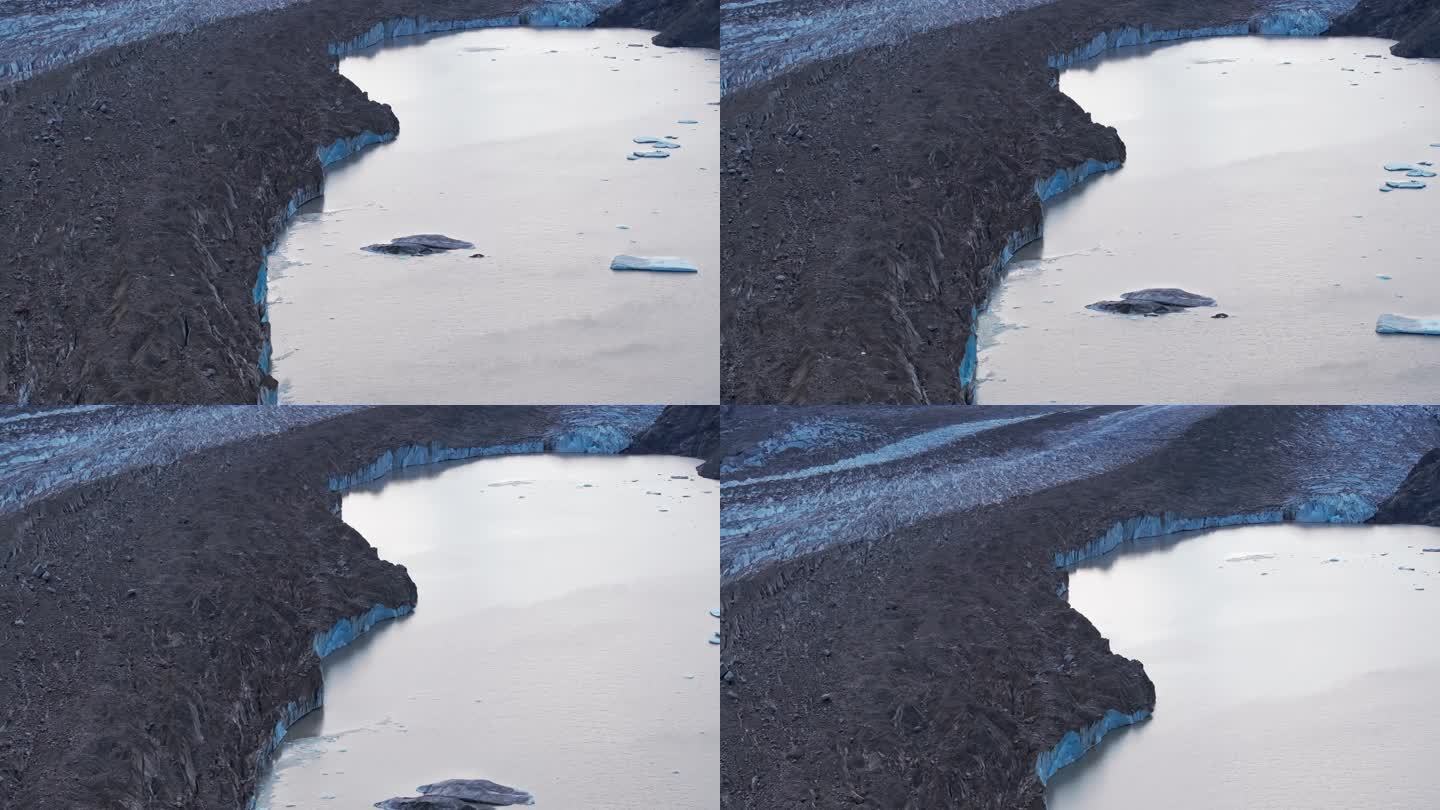然乌县雅隆冰川航拍冰湖纹理结构中碛特征