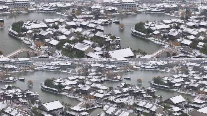 开封地标雪景开封朱仙镇启封故园雪景航拍