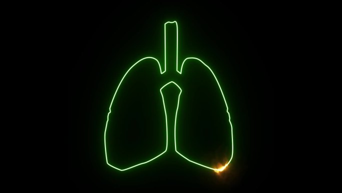 肺绿数字动画，黑屏上流淌着生命的能量
