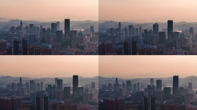 惠州城区黄昏光影航拍视频4K