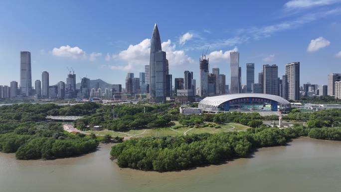 深圳湾公园华润大厦深圳湾一号航拍