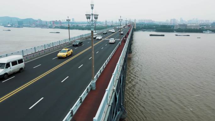 南京长江大桥交通航拍4k