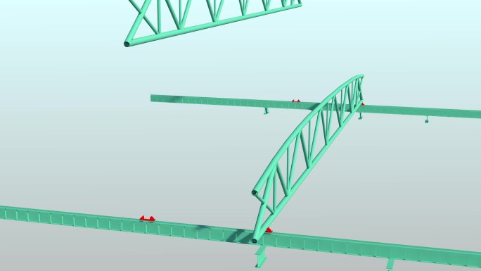 钢结构施工屋面桁架拼装模拟动画