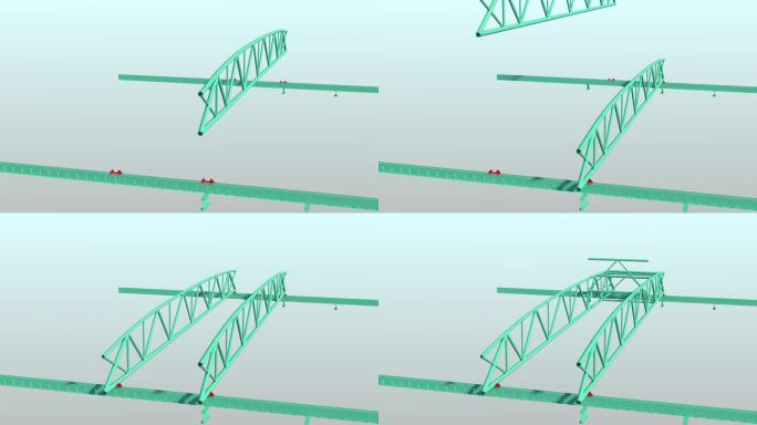 钢结构施工屋面桁架拼装模拟动画