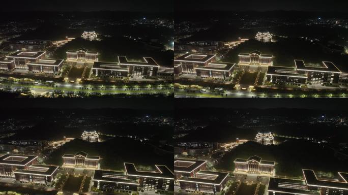 深圳光明校区中山大学夜景航拍学校建筑风光