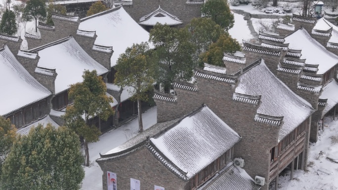 开封地标雪景开封朱仙镇启封故园雪景航拍