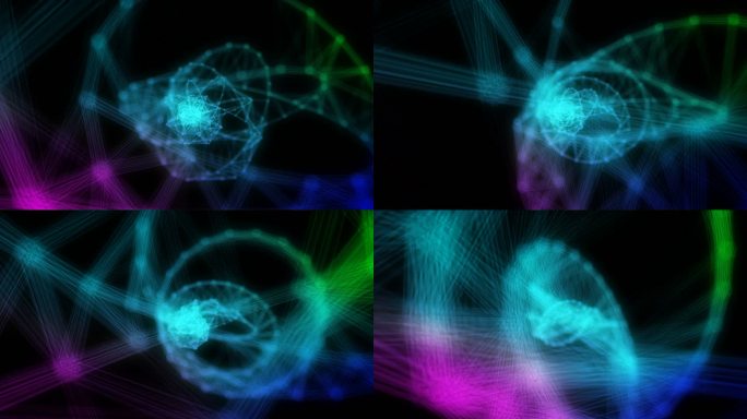 视频素材-抽象粒子穿梭空间隧道
