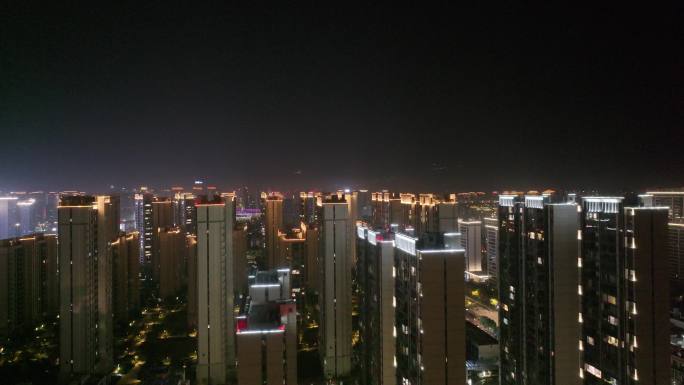 浙江温州乐清夜景航拍