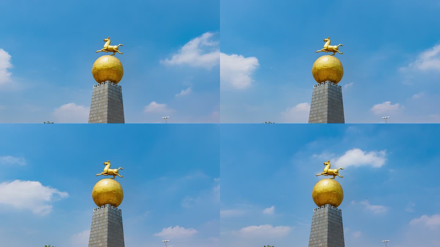 4K-商丘市地标建筑马踏飞燕近景延时摄影
