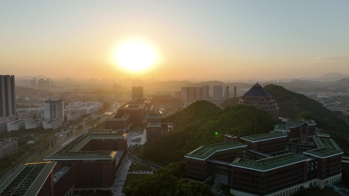 深圳光明区中山大学校区航拍学校建筑风光