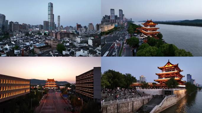 湖南长沙杜甫江阁蓝调夜景