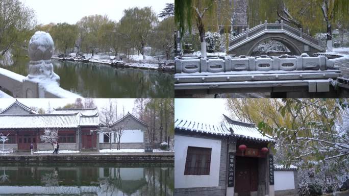 济南雪景大明湖建筑