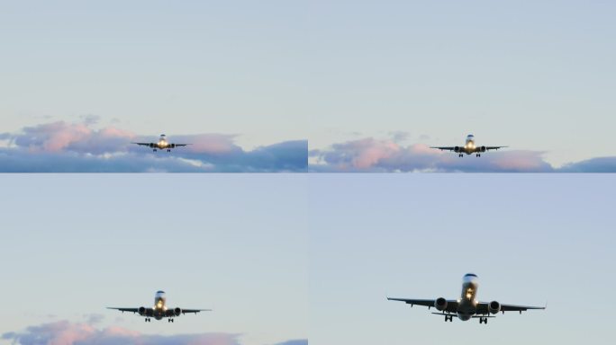 客机降落在机场飞机飞行视频素材