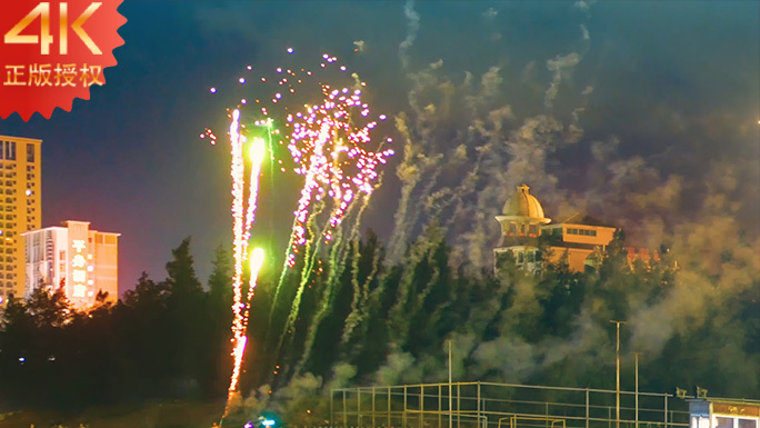 4K拍摄节日烟花五彩缤纷摧残夜空合集