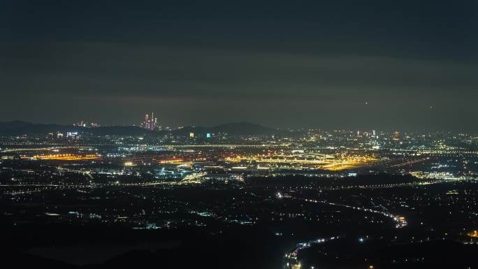 【商用4K】广州同框白云机场夜景飞机起降