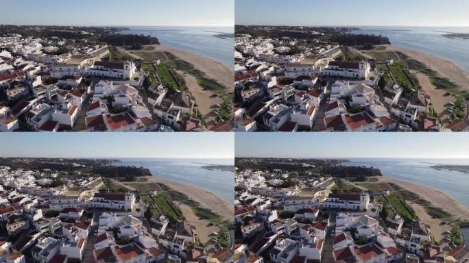 费拉古多沿海小镇航拍全景图，阿尔加维，葡萄牙