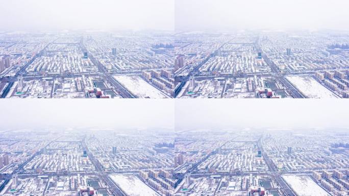 5A景区微山湖微山京杭运河航拍延时雪景