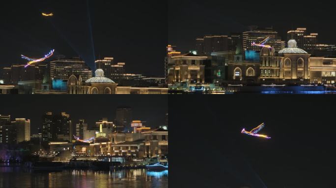 北京朝阳区国际灯光节凤凰翱翔机位七素材