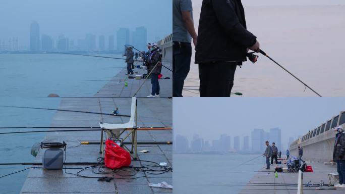 海边钓鱼 清晨垂钓 海边垂钓 通宵钓鱼