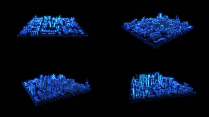 虚拟全息城市生长，旋转展示