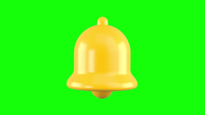 chromakey背景上的通知铃声图标。黄色铃声的概念与社交媒体提醒的新通知。3 d渲染。