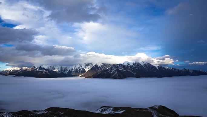 8k贡嘎雪山日落金山火烧云延时