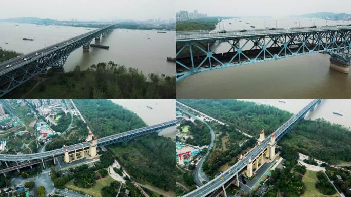 南京长江大桥铁路航拍4K