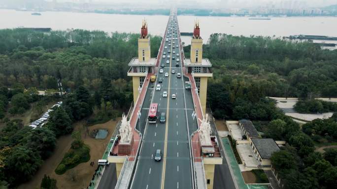南京长江大桥航拍4K