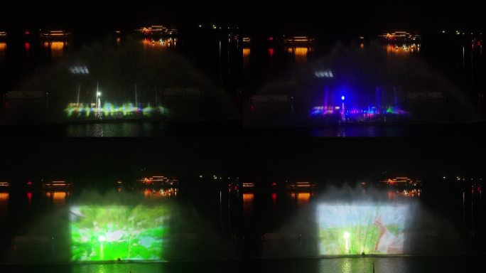 台州临海灵湖音乐喷泉航拍