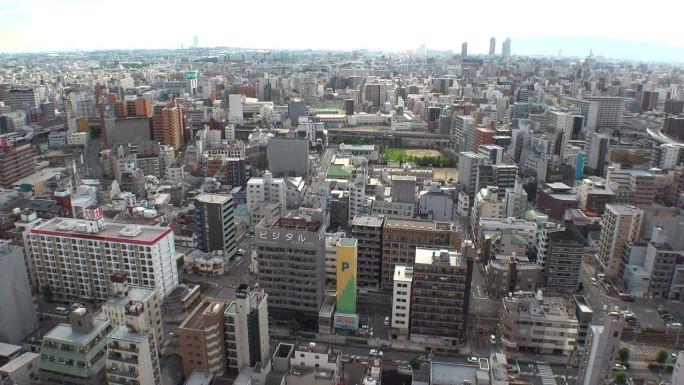 大阪，日本:奈瓦区的鸟瞰图。