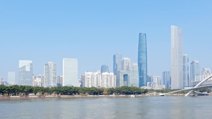 广州珠江新城和珠江城的平移镜头