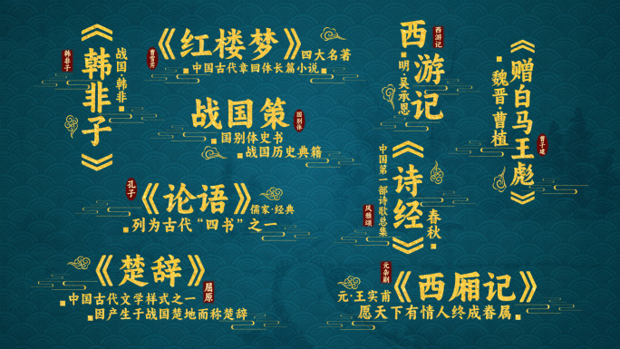 中国风古典文学历史书籍金色文字角标