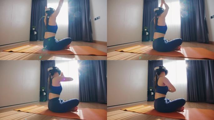 伸展运动在线课程锻炼瑜伽与虚拟现实在家里