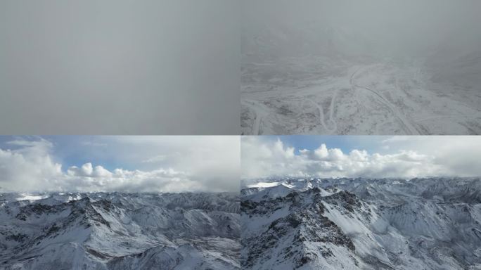 航拍甘孜州巴塘雪山雪景，海拔5000米
