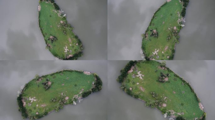 丹佛斯隆湖潘尼岛的上空旋转镜头。
