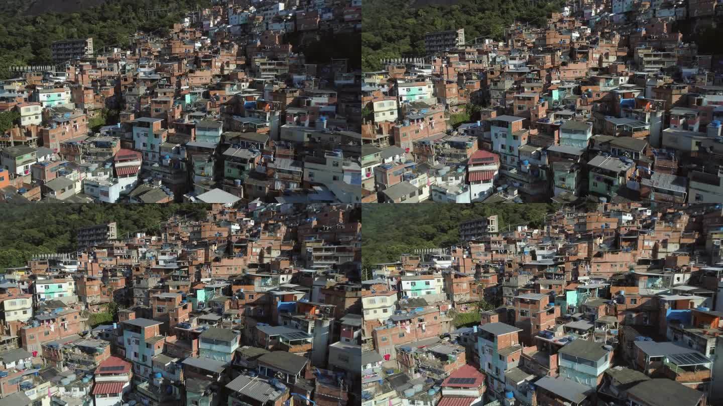 从空中俯冲到巴西里约热内卢的贫民窟