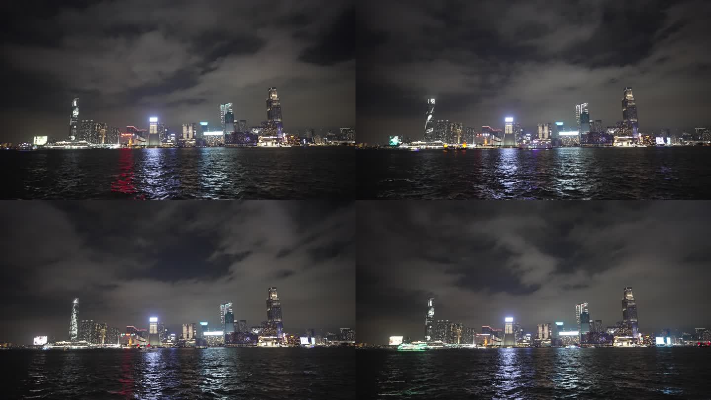 香港维多利亚港圣诞节灯光夜景延时摄影4k