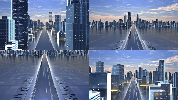 C4D科技虚拟智慧城市穿梭开场片头