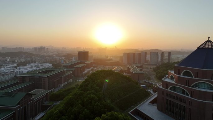 深圳光明区中山大学校区航拍学校建筑风光